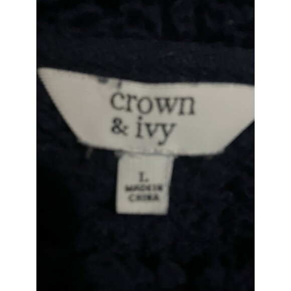 Crown & Ivy Rollins Funnel Neck Pullover Black Sherpa Teddy Fleece Jacket L - Picture 3 of 5